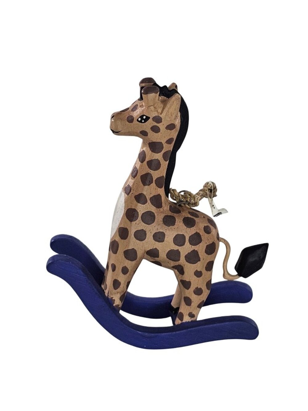 Pier 1 Giraffe Rocking Horse Ornament Blue Base Hand Painted Christmas Decor